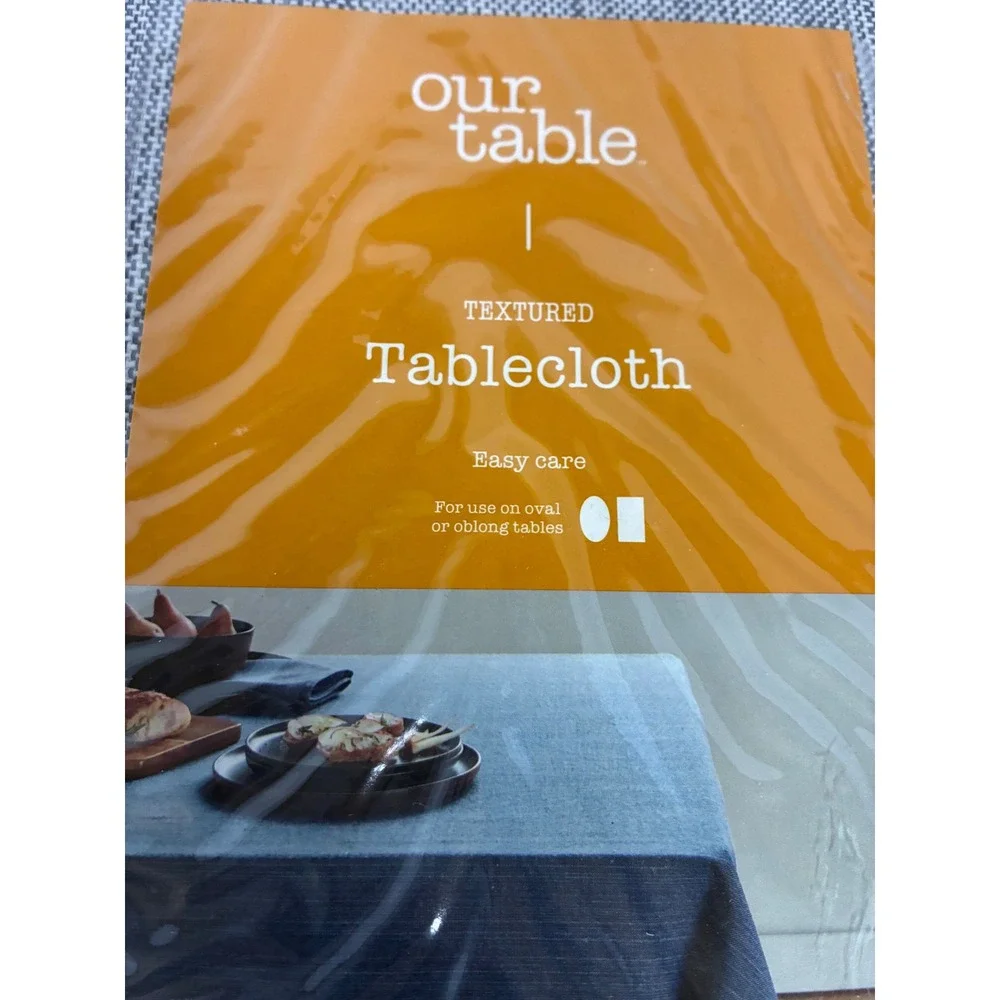 Our Table Textured Tablecloth Pageant Blue 60x120 Oblong Rectangular Seats 10-12